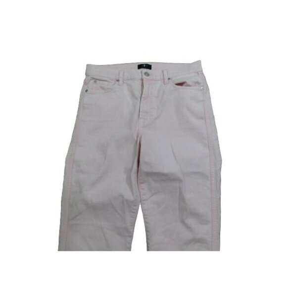 7 for all mankind Size 30 High Waist Crop Rough Seam Pink Denim Jeans - Picture 2 of 3